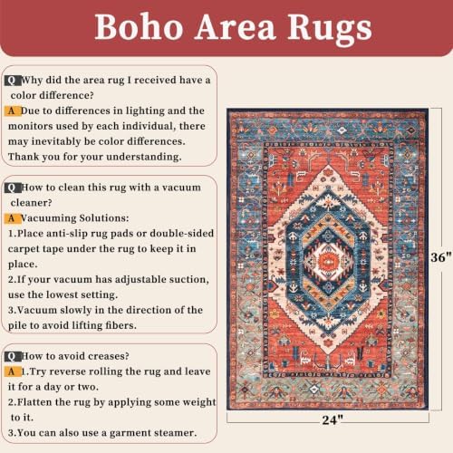 SERISSA 2x3 Washable Non Slip Boho Small Area Rug - Image 2