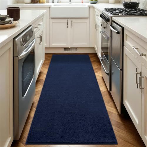 Vasofe Navy Hallway Runner Rug, 2x6 Non Slip Runners, Washable Bedroom Rug - Image 4