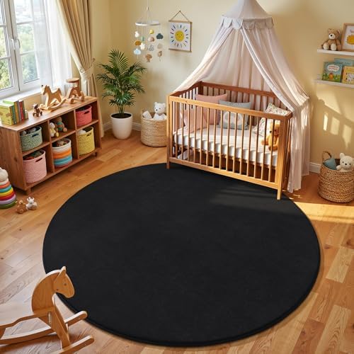 Amearea Black Round Area Rugs 4ft Circle Rugs - Image 4
