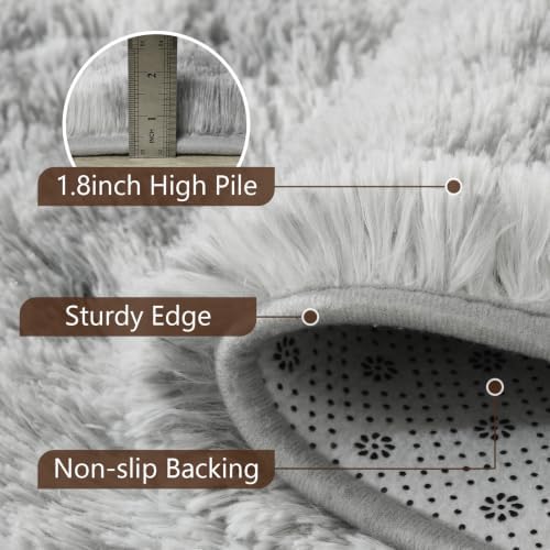 2x10 Tie-dye Grey Fluffy Soft Runner Rug Non-Slip - Image 6