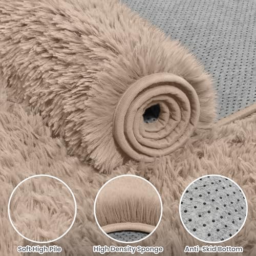 6x9 Beige Fluffy Fuzzy Shag Area Rug - Image 6