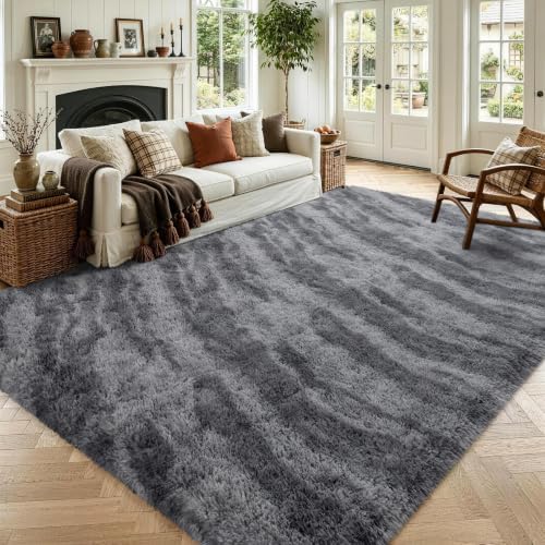 5x7 Grey Fluffy Soft Area Rug Non-Slip by ModernHomeDecor