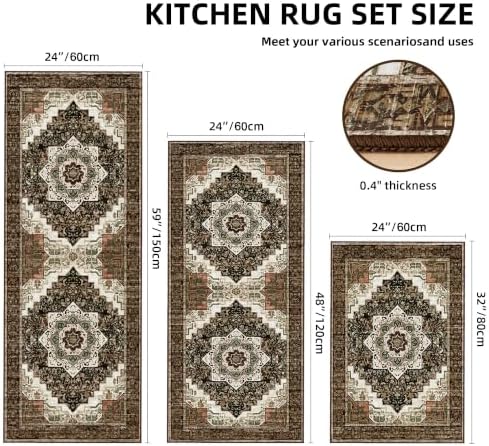Kitchen Rugs Sets of 3 100% Non Slip Washable Kitchen Mats - Image 2