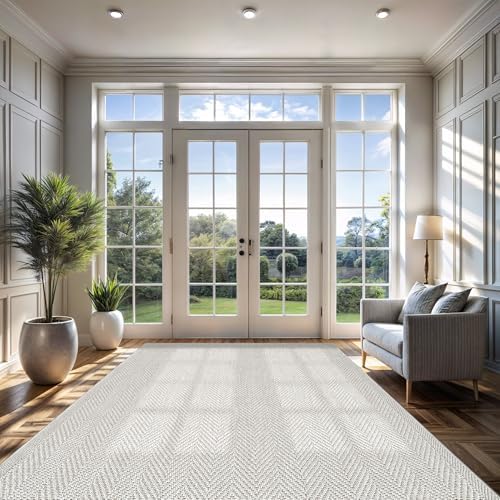 CAMILSON Easy Jute Rug 9x12, Indoor Outdoor Off-White Color Fiber Area Rugs - Image 5