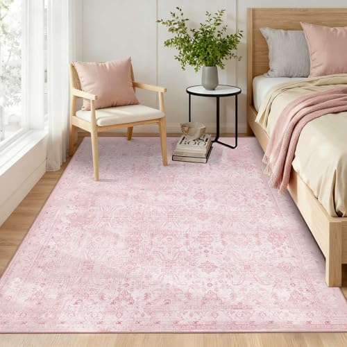 Rugxara Pink 4x6 Area Rug Washable Rug by Rugxara