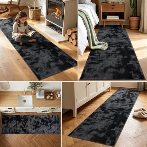 2x8 Tie-dye Dark Grey Runner Rug Washable Non-Slip - Image 3