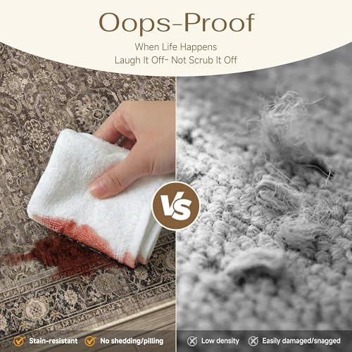HUGEAR Brown Washable 6x6 Round Area Rugs - Image 5