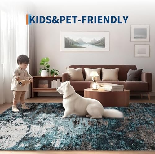 GarveeHome Abstract Area Rugs 5x7 Ultra-Soft Modern Indoor Blue Green - Image 2