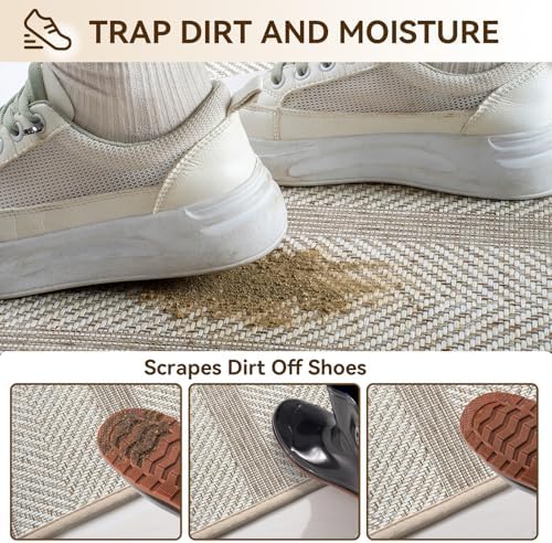 Indoor Door Mat Thin Low Profile Entryway Mats Brown 24"x35" - Image 3