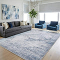 Washable Area Rug 6x9 for Living Room, Non-Slip Backing, Distressed Blue by TerradWafs