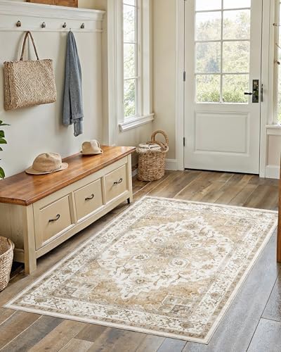 Amada 4x6 Washable Area Rug for Bedroom, Vintage Pattern by AMADAHOMEFURNISHING