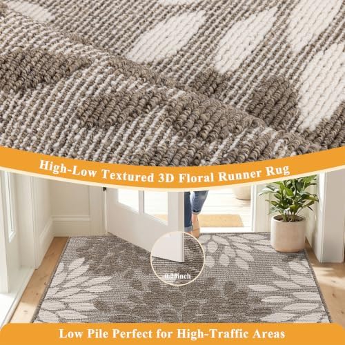 HEBE Washable Hallway Runner Rug 2x8, High-Low Textured Kitchen Rug Runner - Image 3