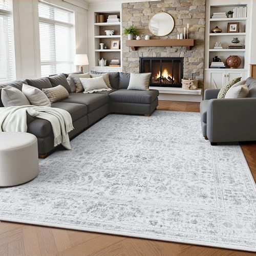 6x9 Area Rugs, Washable Vintage Retro Floral Rug by Yarooge