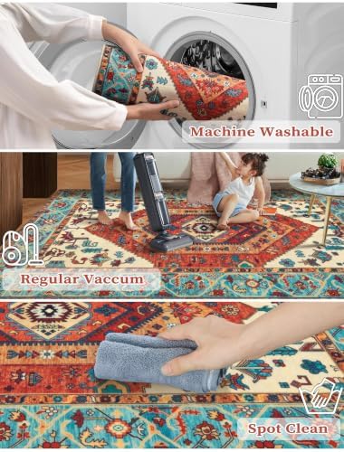 SERISSA 2x5 Washable Non Slip Boho Runner Rug - Image 2