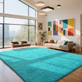 Teal Blue 9x12 Area Rugs for Bedroom, Fluffy Rugs Large Bedroom Carpet by Yongyangjuxi