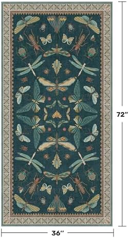 Teal 3x6 Entryway Rug, Washable Low Pile Door Rug - Image 2
