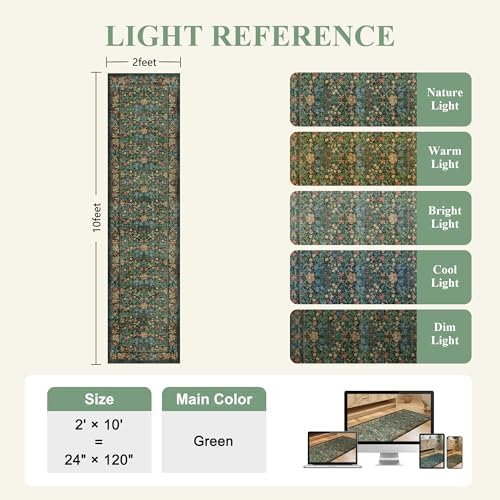 DUKINO 2x10 Runner Rug, Washable Vintage Floral Kitchen Rug - Image 2