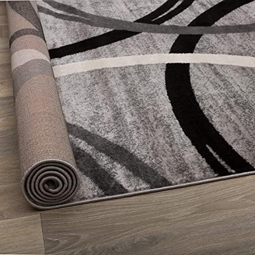 Rugshop Wavy Circles Jute Backing Living Room Office Area Rug Gray 4' x 6' - Image 4