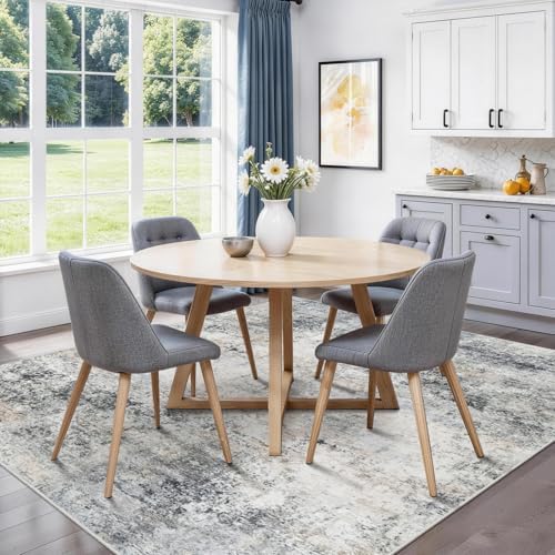 6x6 Rug Square Living Room: Washable Soft Modern Abstract Area Rug Bluegrey - Image 3