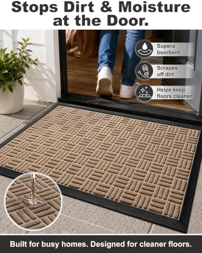 Mibao Front Door Mat Outdoor Entrance, Waterproof Dirt Trapper Doormat - Image 5