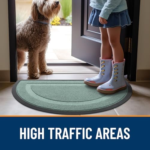 OLANLY Half Circle Front Door Mat Outside 35x23 All-Season Rubber Doormat - Image 6