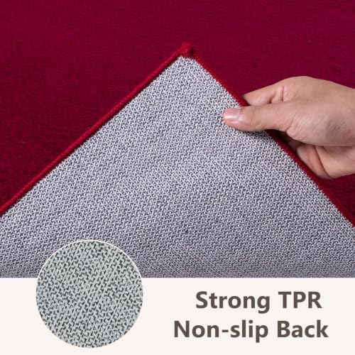 2x8 Burgundy Solid Runner Rug Washable Non-Slip - Image 5