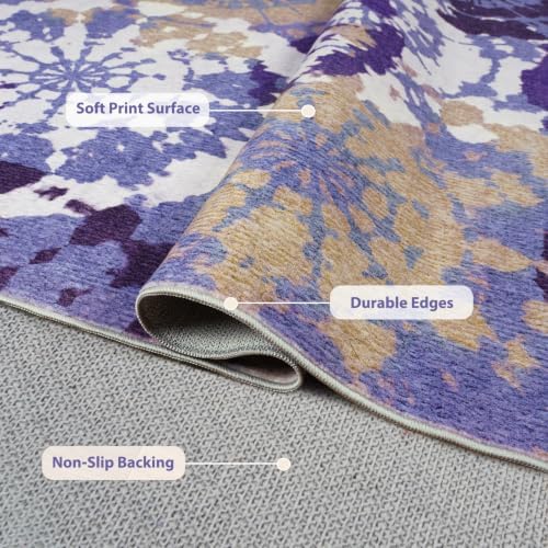 Round Area Rugs 4ft, Washable Non-Slip Modern Boho Low Pile Circle Rug - Image 5