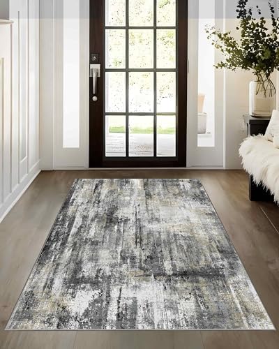3x5 Washable Rug Abstract Carpet by LatteFog