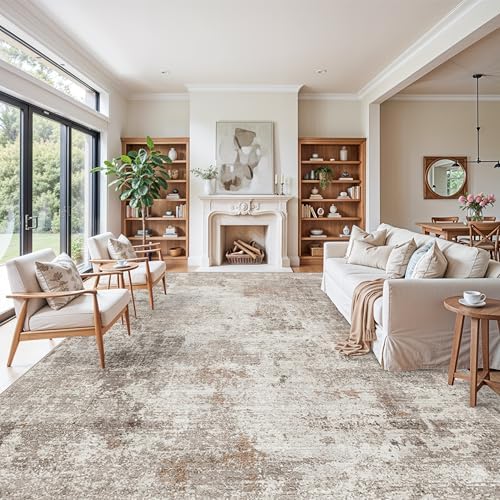 12x15 Area Rug for Living Room – Large Modern Neutral Abstract Thin Washable - Image 5