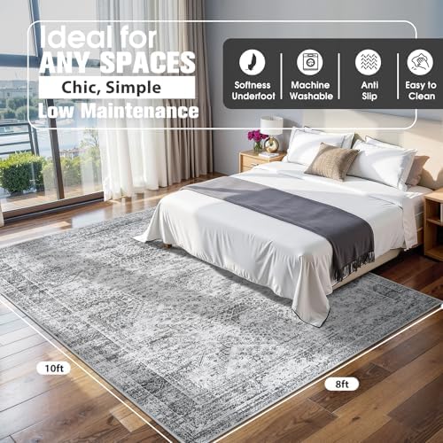 Aelenmu 8x10 Area Rugs for Living Room Washable Bedroom Dining Room Grey - Image 2