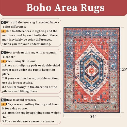 SERISSA 7x10 Washable Non Slip Boho Area Rug - Image 6