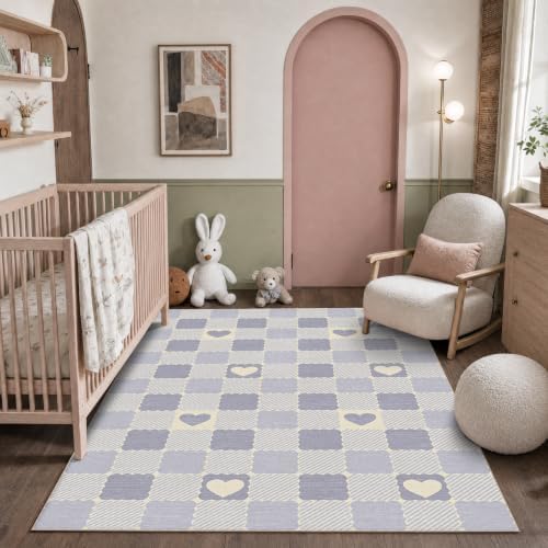 Checkered 4x6 Washable Non-Slip Area Rugs by LULLOSA