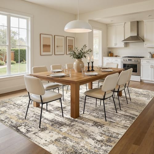 Area Rugs for Living Room: 4x6 Abstract Washable Rug Modern Neutral Large Soft - Image 7