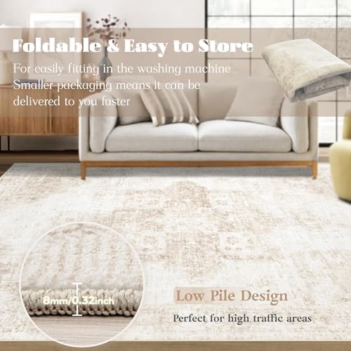 Runner Rug 2x6 Washable Rug, Vintage Boho Medallion Hallway Runner Non-Slip - Image 6