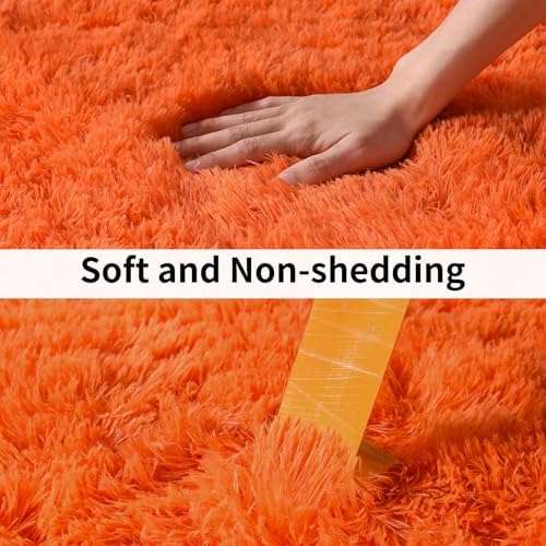 Soft Runner Rugs for Bedroom Hallways, 2x6 Orange Fluffy Shag Throw Area Rug - Image 6