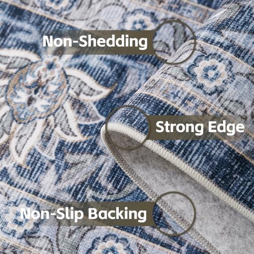 9x12 Grey Blue Washable Area Rug - Image 4