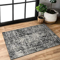 Morebes 2x3 Black Entryway Rugs, Washable Vintage Bathroom Rug Non Slip Indoor by Morebes