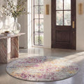 SAFAVIEH Evoke Round Rug 5'3", Ivory & Fuchsia EVK256Q by Unknown