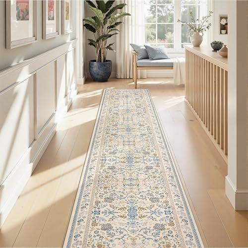 2x10 Runner Rug Non Slip Washable Hallway Runner Cloud Like Soft Cottage Floral by ComiComi