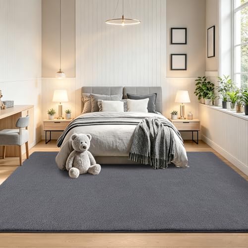6x9Ft Area Rugs for Bedroom Upgrade Non-Slip Rug Low Pile Carpet Darkgray - Image 5