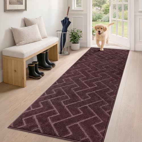 PURRUGS Hallway Runner Rug, Burgundy Red by PURRUGS