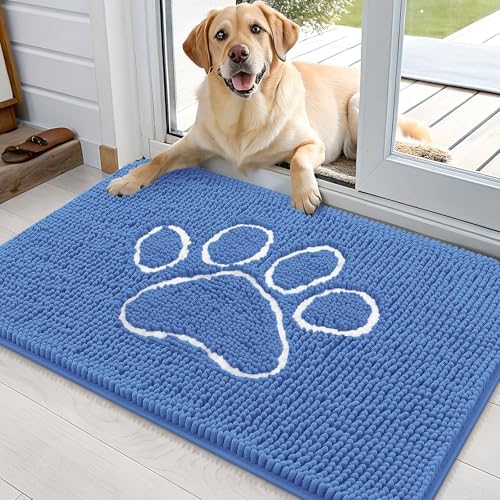 OLANLY Dog Door Mat for Muddy Paws 36x24, Paw Print Design Chenille Mud Mat by OLANLY