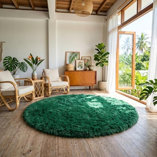 Amdrebio Dark Green Large Round Circle Area Rug 6Ft - Image 3