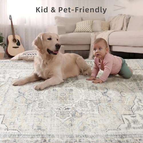 10x12 Area Rugs for Living Room: Large Washable Rug Non Slip Low Pile Soft Faux - Image 2