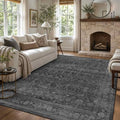 5x7 Washable Boho Area Rug, Non-Slip Black Bedroom Nursery Carpet by LULLOSA