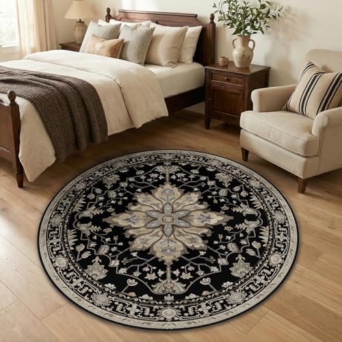 RELEANY Washable Area Rug, Round 4ft by RELEANY