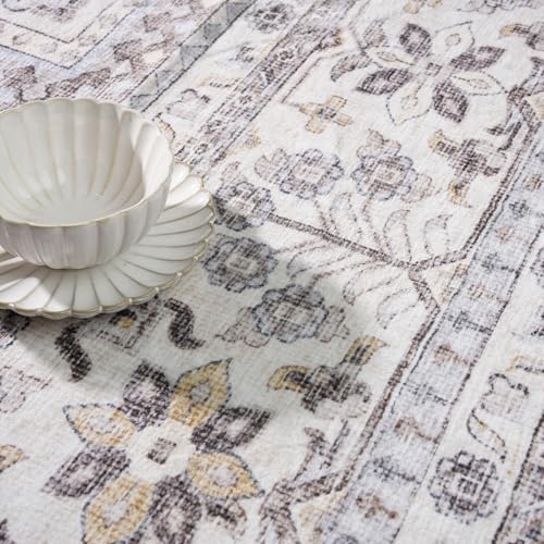 Ksrau 3x8 Runner Rug Washable Vintage: Non Slip Kitchen Runners Brown/Beige - Image 3