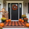 MUBIN Fall Decor Cotton Buffalo Plaid Rug, Washable Halloween Doormat Foldable by MUBIN