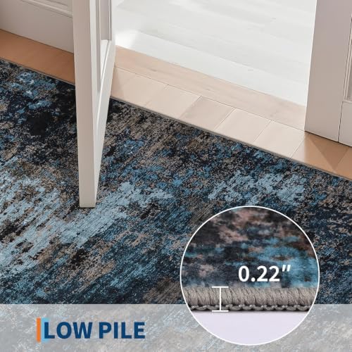 GarveeHome Washable Hallway Runner 2.5x10 Modern Kitchen Rug Blue Green - Image 3