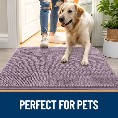 OLANLY Dog Door Mat for Muddy Paws 40x32, Super Absorbent Chenille Mud Mat - Image 6